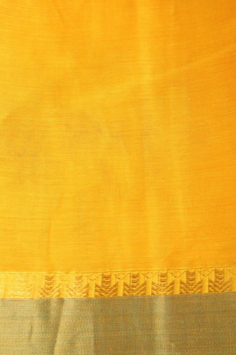 Lemon Yellow Chettinad Cotton Sarees with Without Zari Zari Floral Puttas view 3
