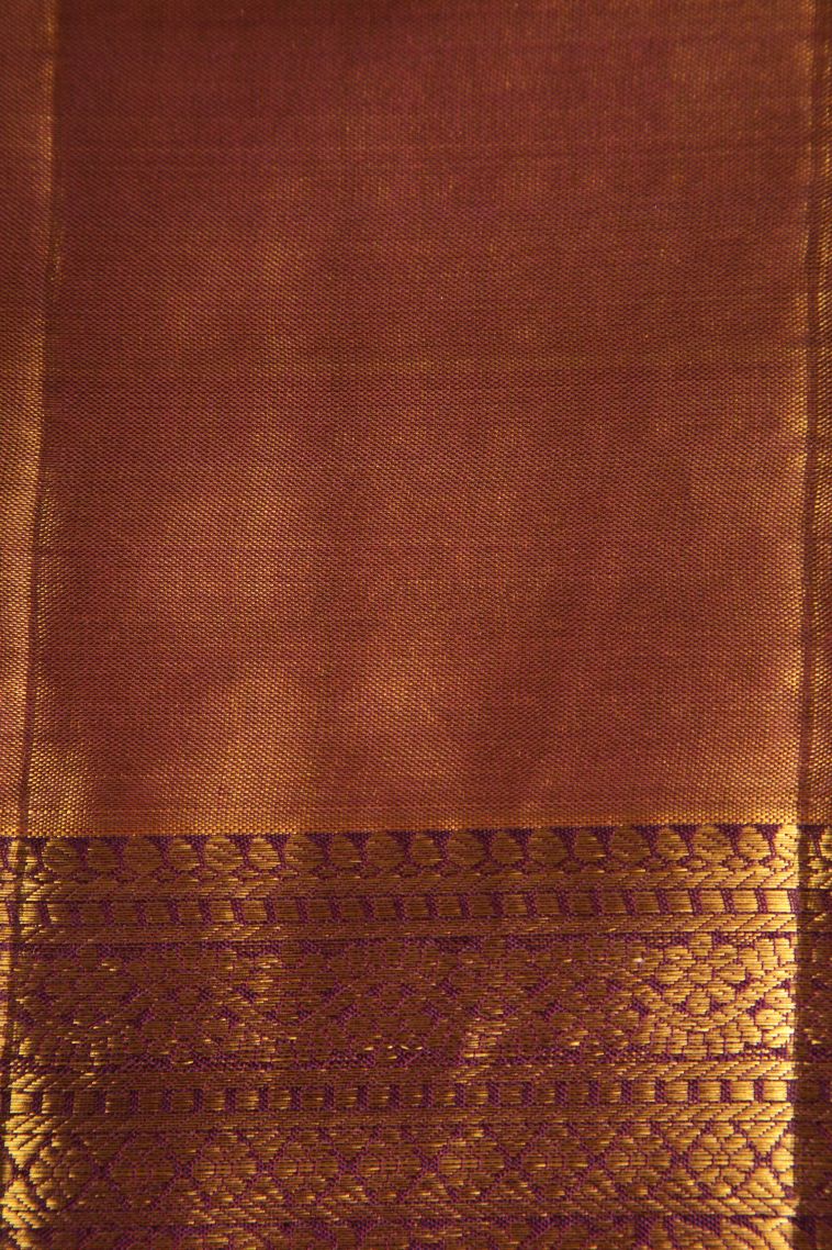 Rose Pink Kanchipuram Silk Sarees with Gold Zari Floral Patterns view 3
