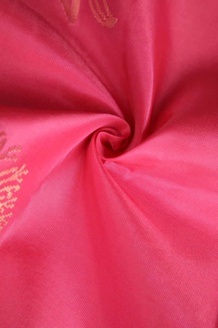 Rouge Pink Soft Silk Saree with Copper Zari Floral Patterns view 4