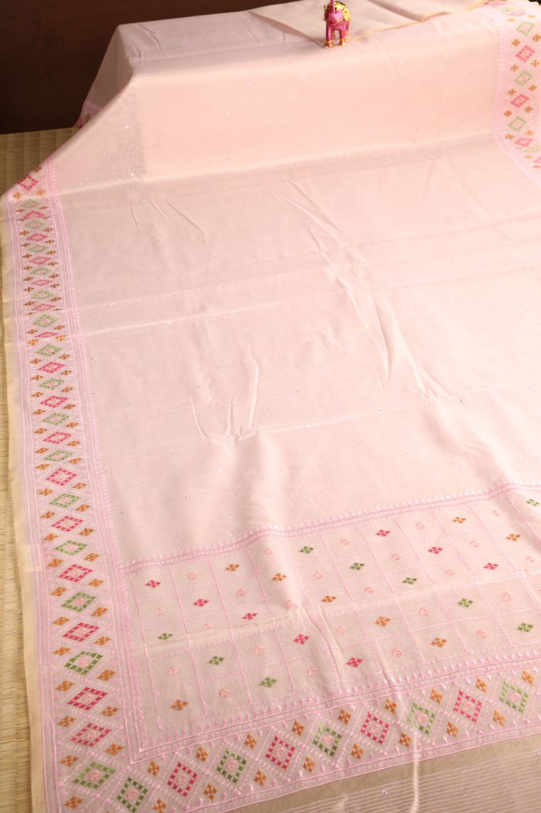 Lemonade Pink Tissue Silk Sarees with Without Zari Zari Plain view 2
