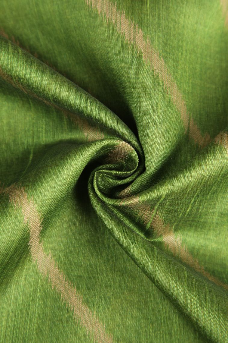 Fern Green Semi Tussar Silk with Without Zari Zari Cross Straipes view 4