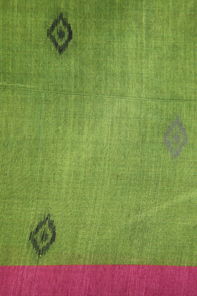 Fern Green Semi Tussar Silk with Without Zari Zari Cross Straipes view 3