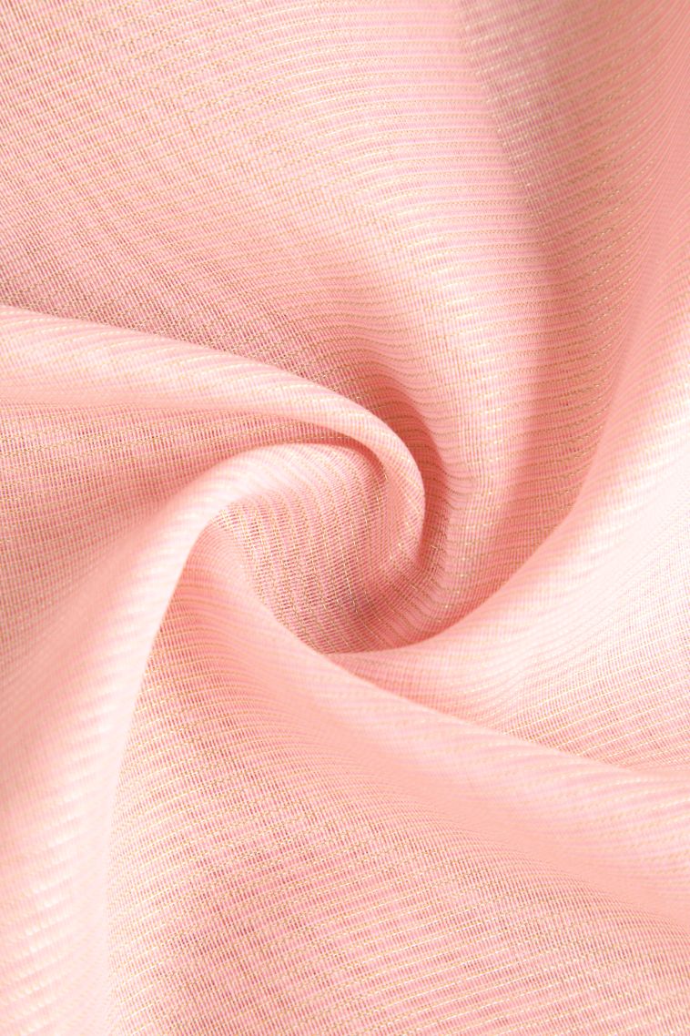 Lemonade Pink Organza Saree with Silver Zari Stripes view 4