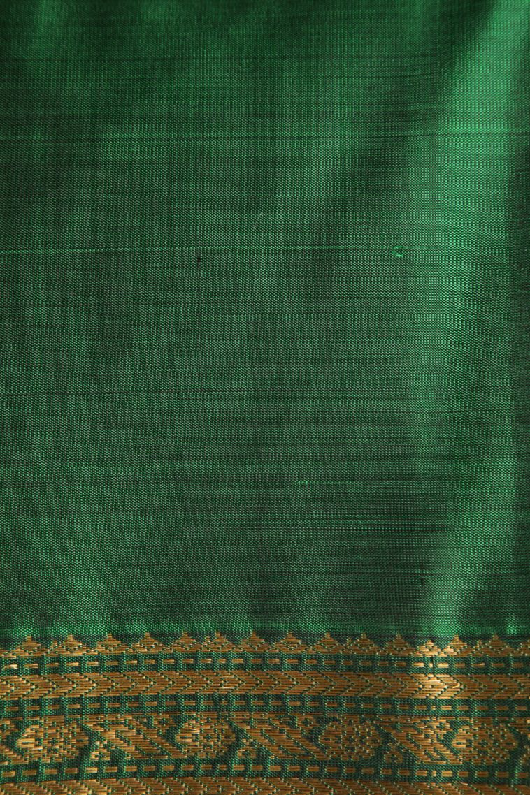 Cream White Soft Silk Saree with Gold Zari Floral Puttas view 3