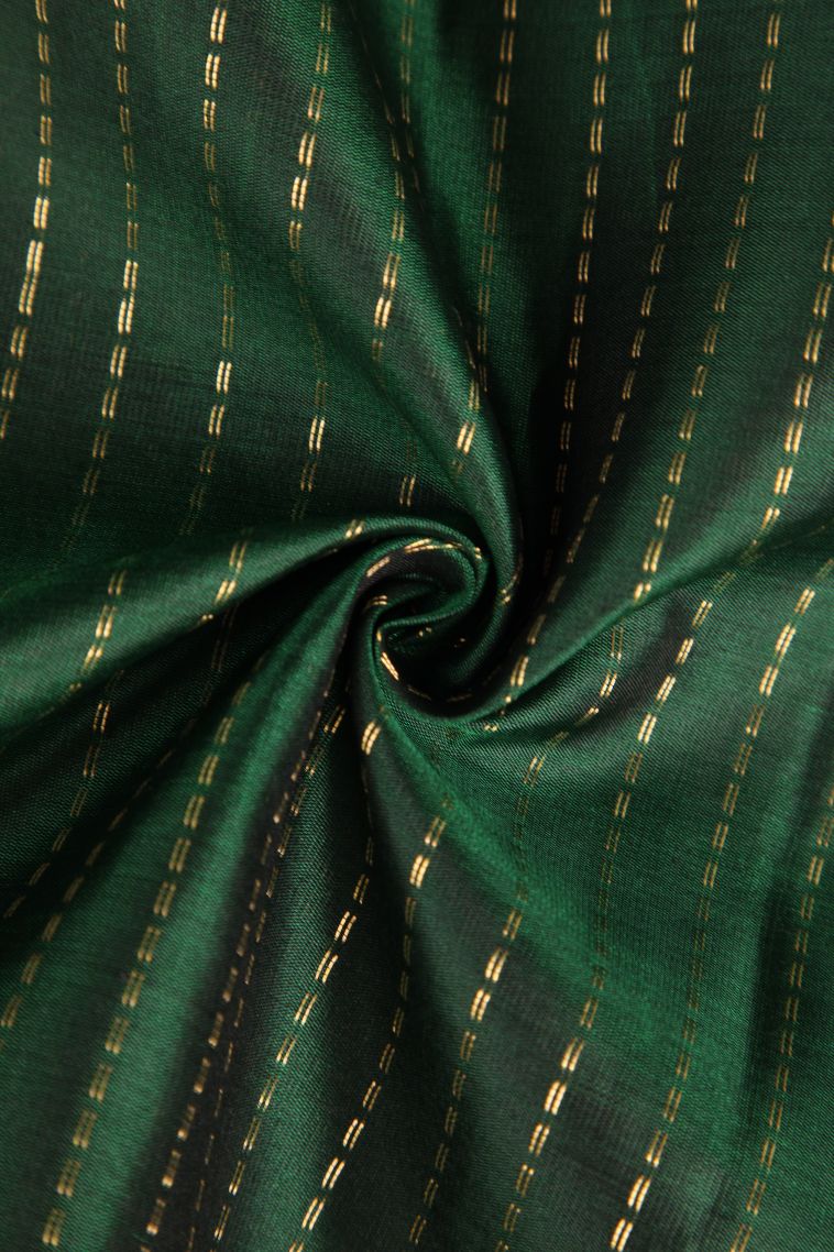 Basil Green Soft Silk Saree with Gold Zari Raindrops Model view 4