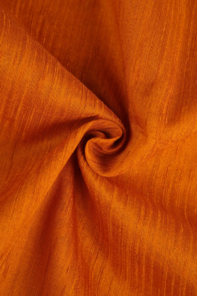 Honey Orange Semi Tussar Silk with Gold Zari Plain view 4
