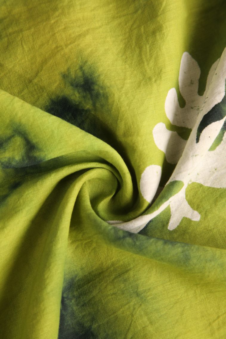 Lime Green Cotton Sarees with Without Zari Zari Floral Patterns view 4