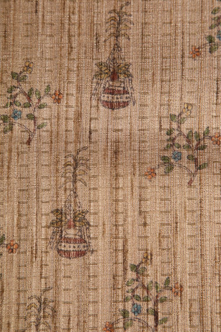 Olive Green Semi Tussar Silk with Gold Zari Checks And Puttas view 3