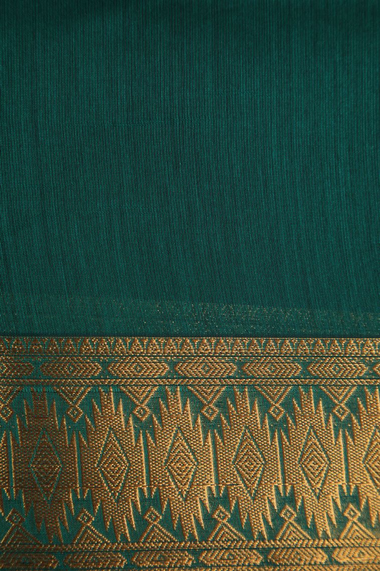 Asphalt Black Silk Cotton with Gold Zari Floral Puttas view 3