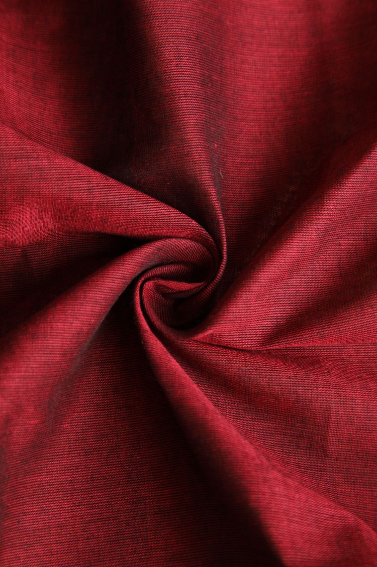 Berry Red Chettinad Cotton Sarees with Without Zari Zari Buttis (small Dots Or Motifs) view 4