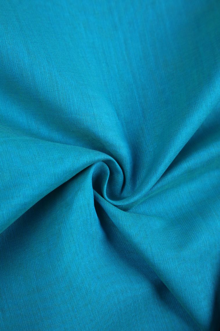 Cerulean Blue Silk Cotton with Gold Zari Floral Puttas view 4