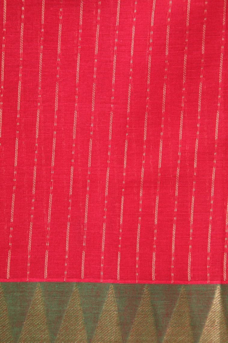 Rose  Red Chettinad Cotton Sarees with Without Zari Zari Temple Pattern view 3
