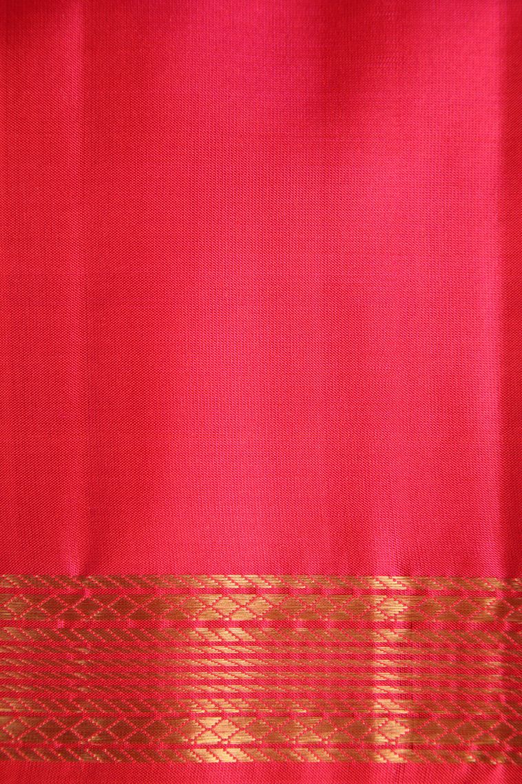 Bottle Green Soft Silk Saree with Gold Zari Floral Puttas view 3