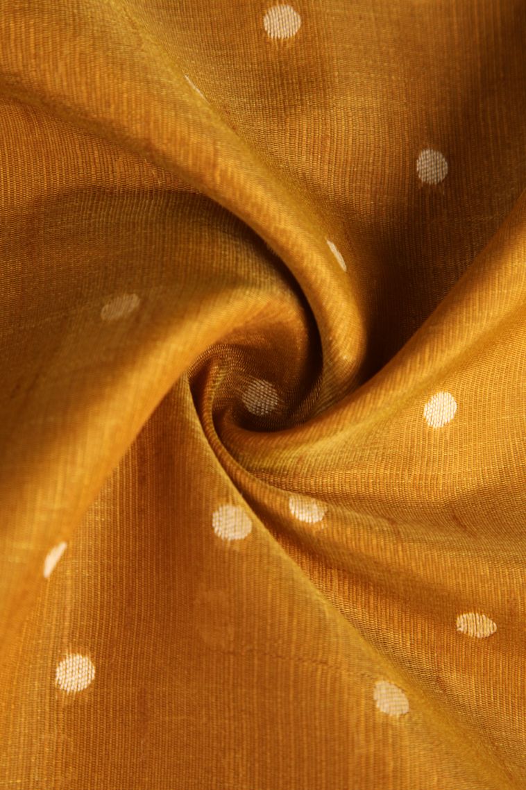 Rich Gold Semi Tussar Silk with Without Zari Zari Buttis (small Dots Or Motifs) view 4