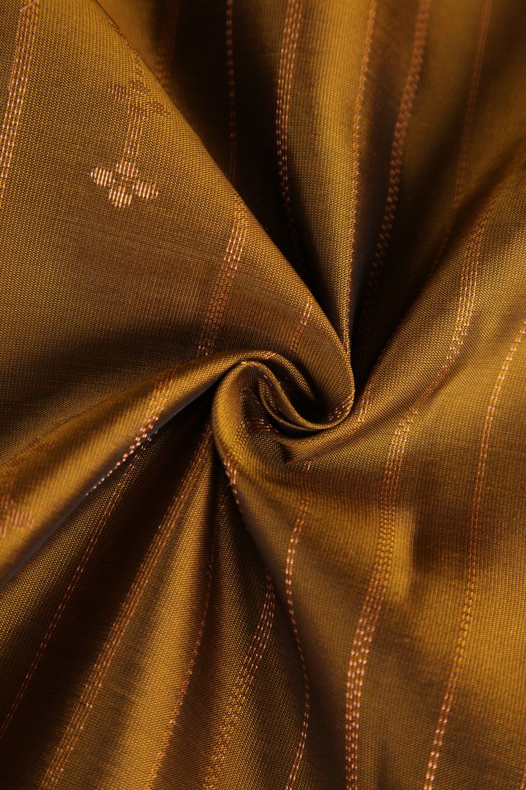 Rich Gold Soft Silk Saree with Copper Zari Stripes view 4