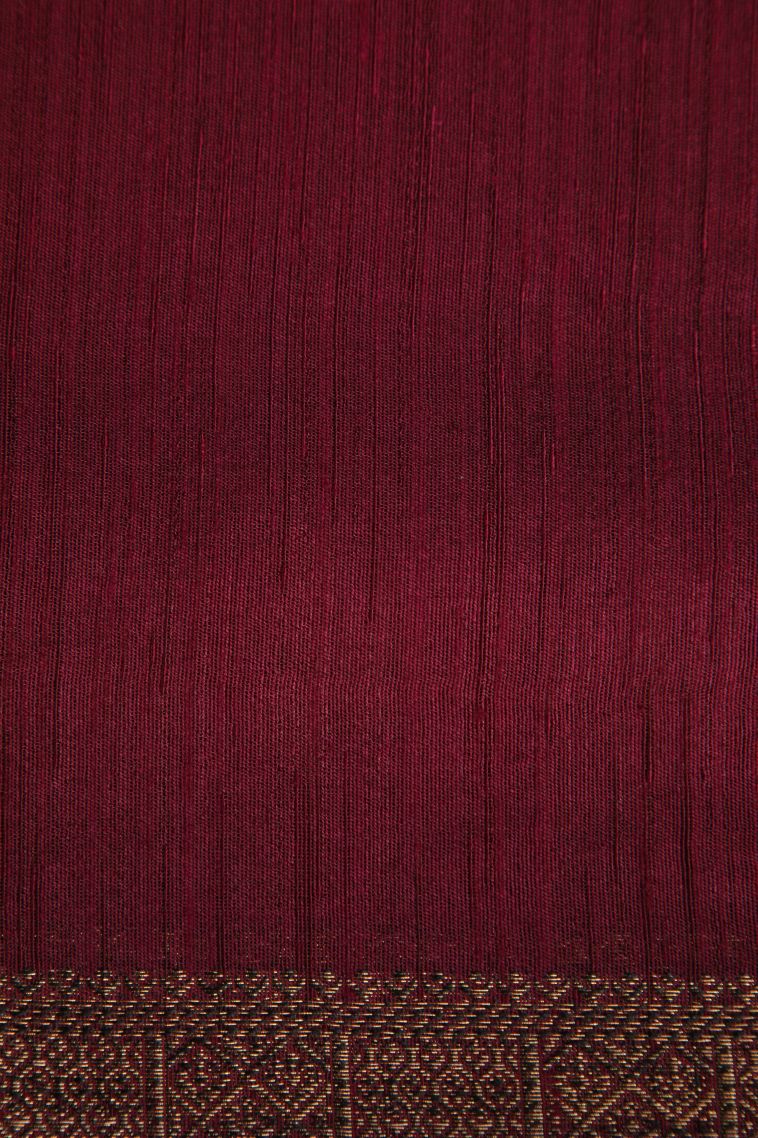 Fire Orange Semi Tussar Silk with Gold Zari Plain view 3