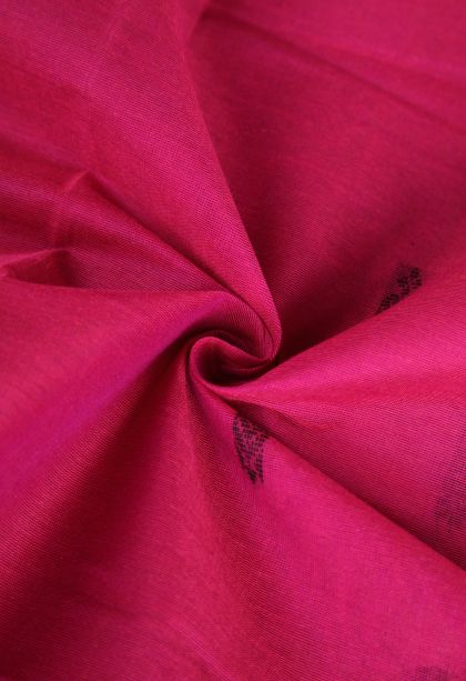 Magenta  Pink Chettinad Cotton Sarees with Without Zari Zari Buttis (small Dots Or Motifs)