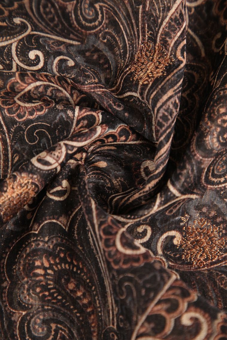 Eel Black Jute Sarees with Antic Zari Floral Patterns view 4