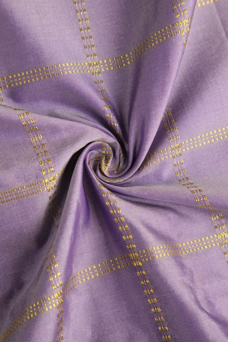 Heather Purple Soft Silk Saree with Gold Zari Checks view 4