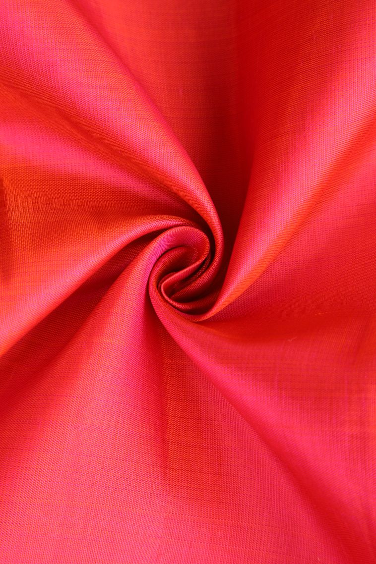 Hot Pink Kanchipuram Silk Sarees with Gold Zari Plain view 4