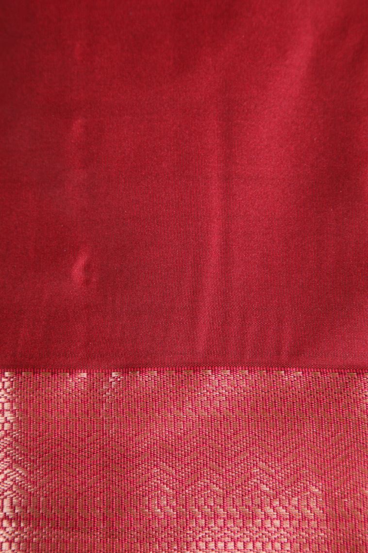 Cherry  Red Apoorva Silk Sarees with Copper Zari Floral Puttas view 3