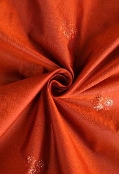 Cherry  Red Apoorva Silk Sarees with Copper Zari Floral Puttas