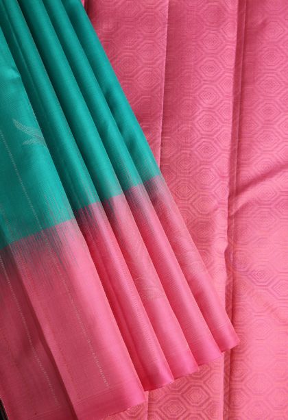 Sky Blue Soft Silk Saree with Silver Zari Floral Patterns