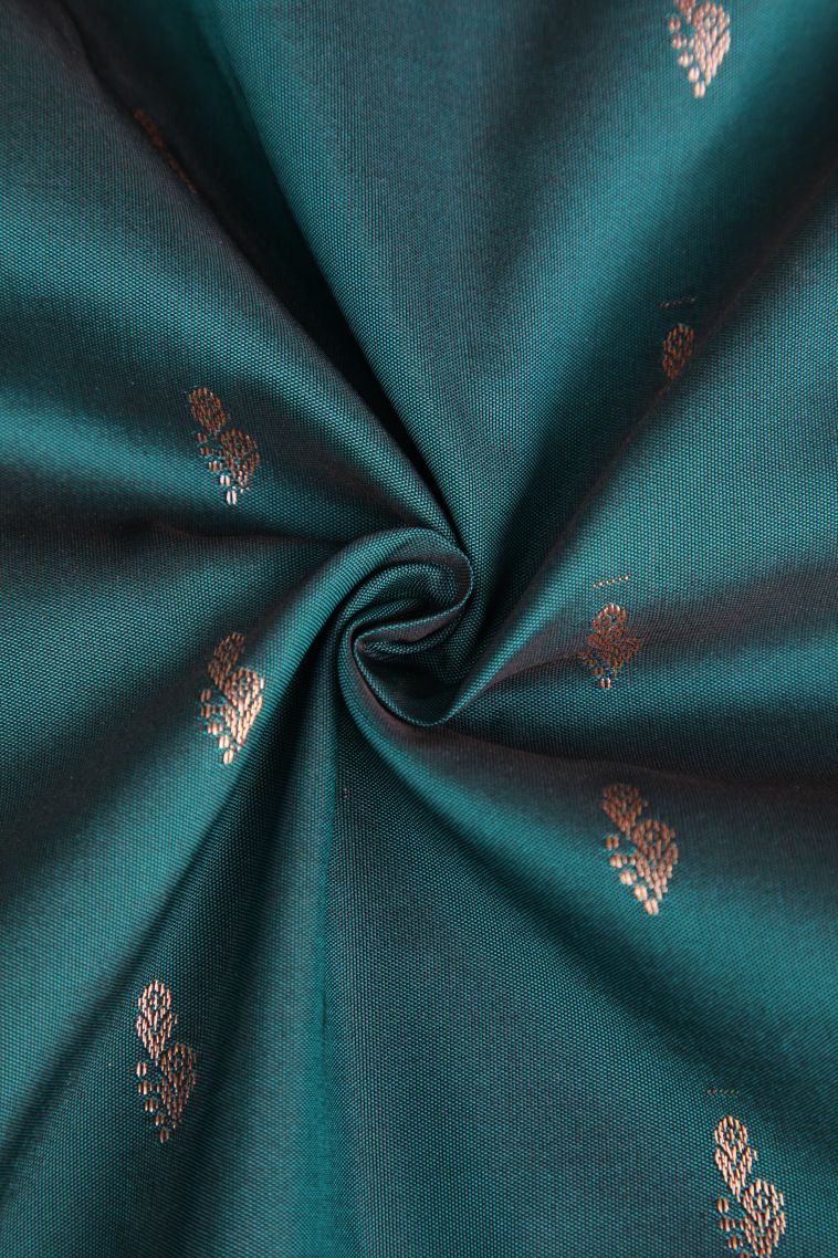 Ocean Blue Apoorva Silk Sarees with Gold Zari Buttis (small Dots Or Motifs) view 4