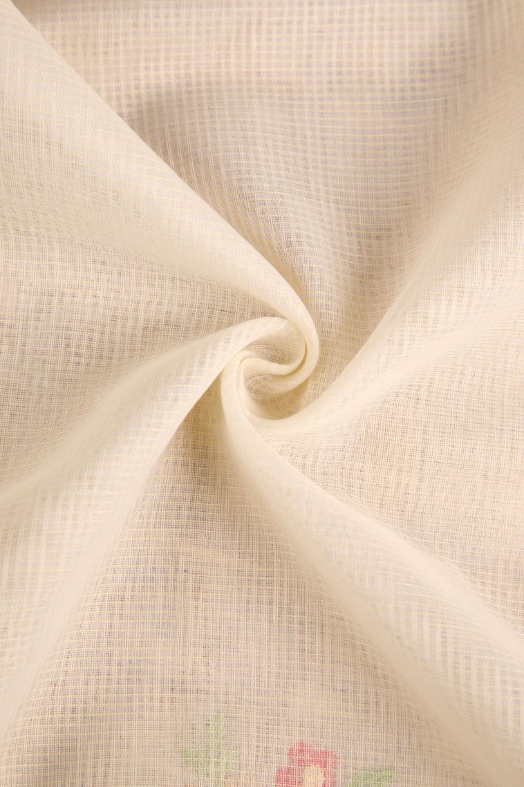 Alabaster White Manipuri Cotton Sarees with Gold Zari Embroidary view 4