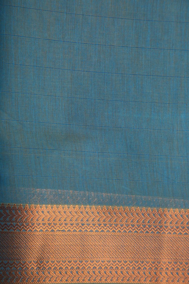 Peanut Brown Silk Cotton with Gold Zari Floral Puttas view 3