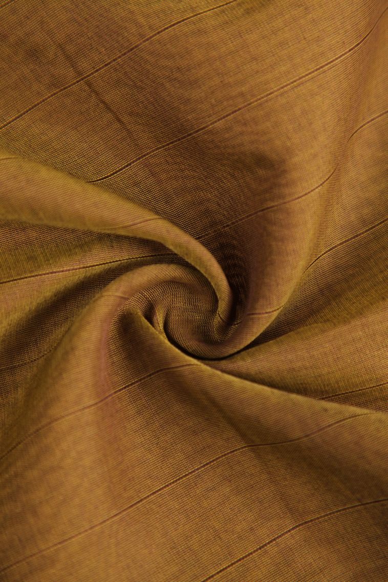 Peanut Brown Silk Cotton with Gold Zari Floral Puttas view 4