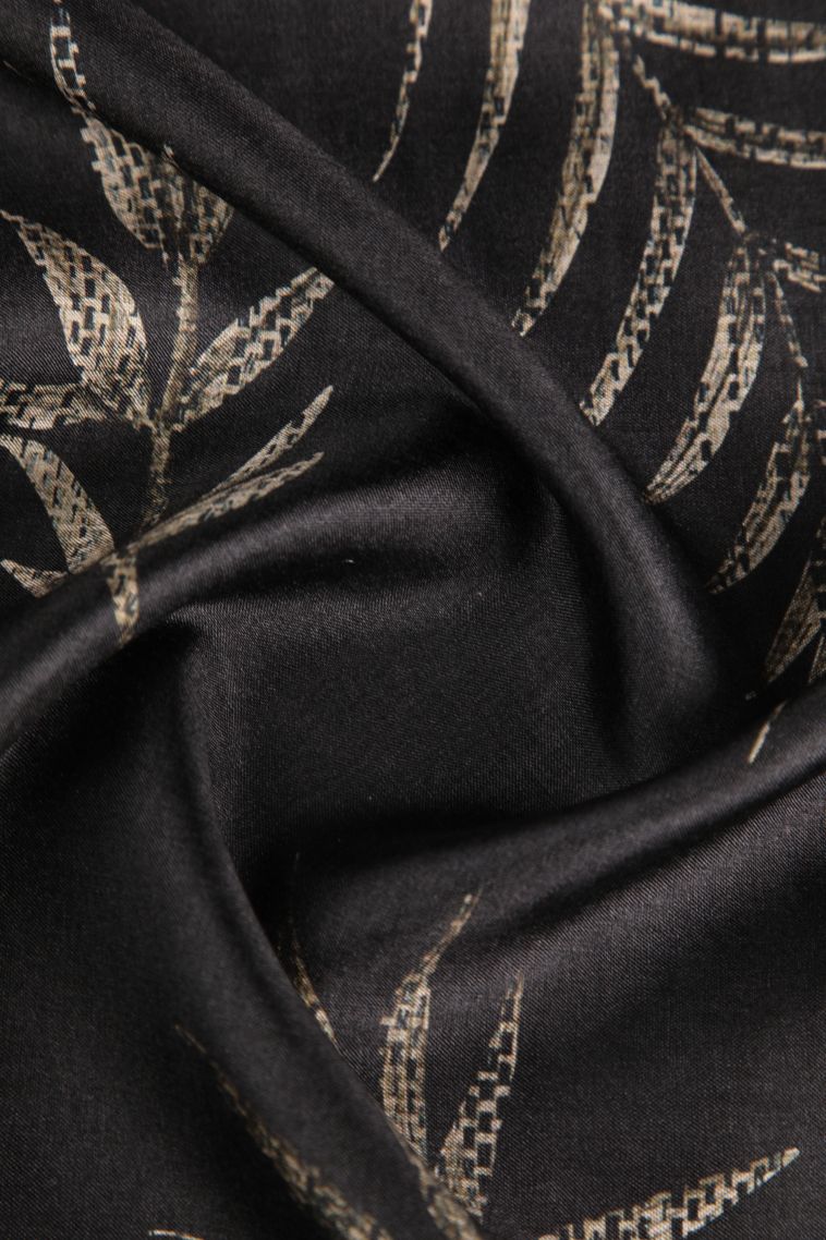 Asphalt Black Semi Tussar Silk with Gold Zari Floral Patterns view 4