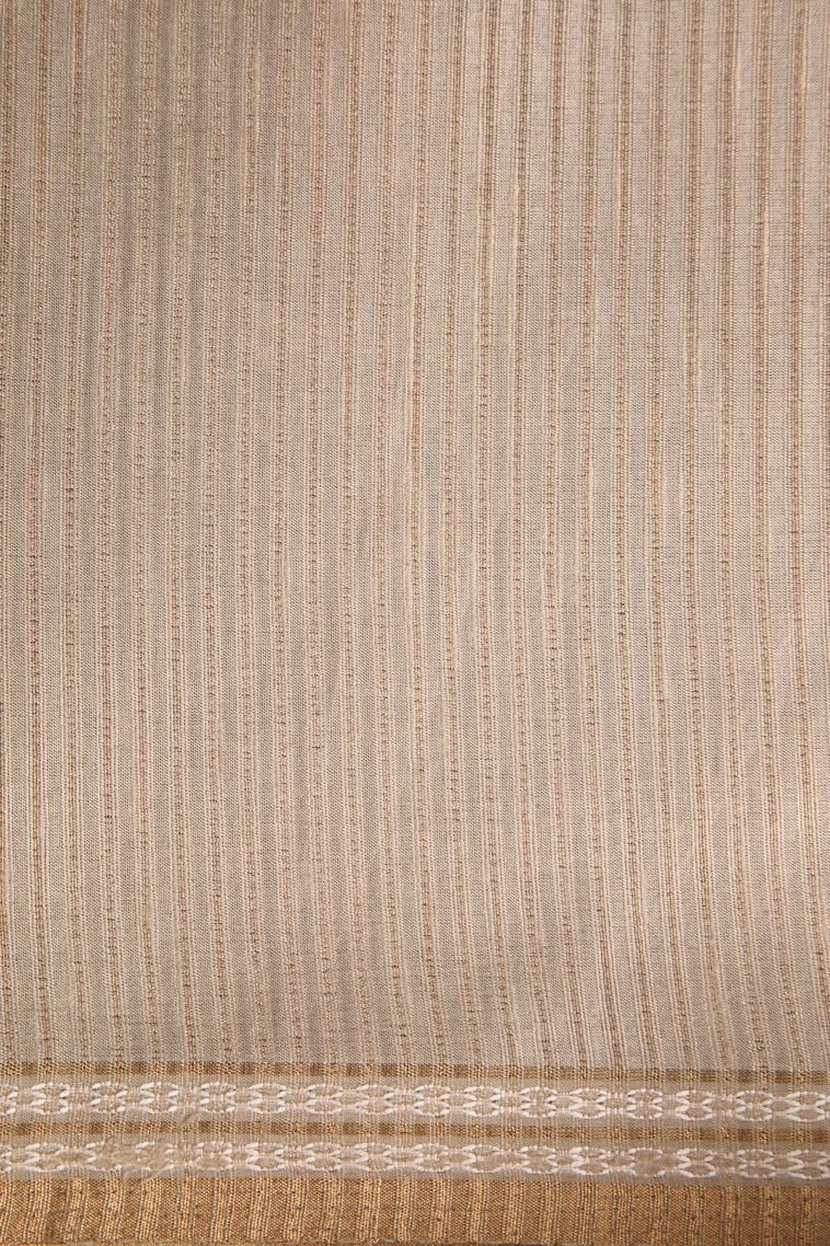 Asphalt Black Semi Tussar Silk with Gold Zari Floral Patterns view 3