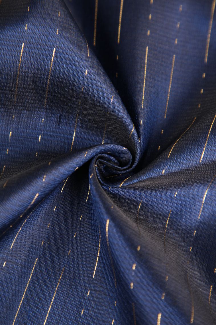 Indigo Blue Soft Silk Saree with Gold Zari Raindrops Model view 4