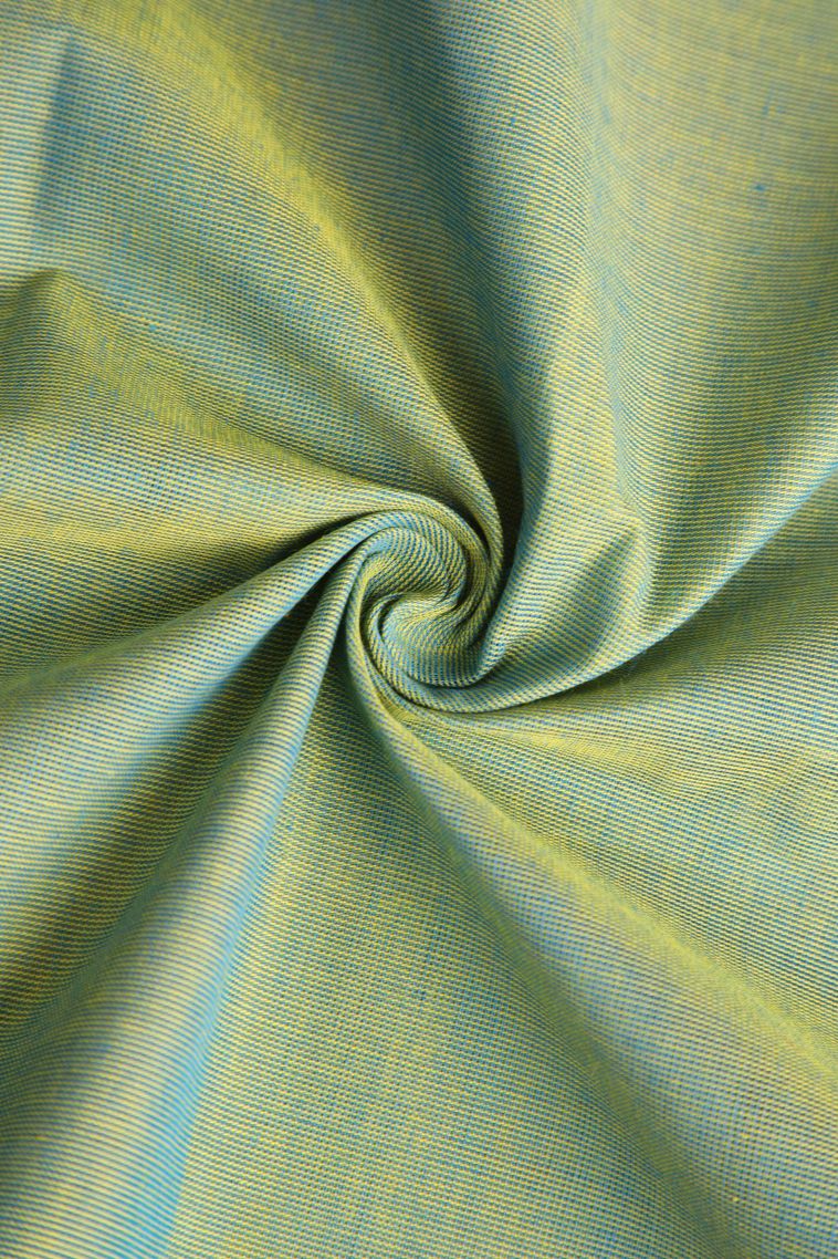 Pistachio Green Chettinad Cotton Sarees with Gold Zari Plain view 4