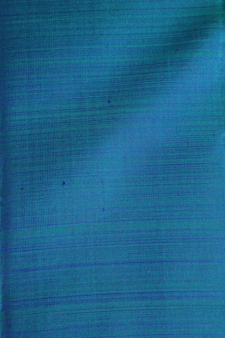 Aegean Blue Kanchipuram Silk Sarees with Antic Zari Geometric Shapes view 3