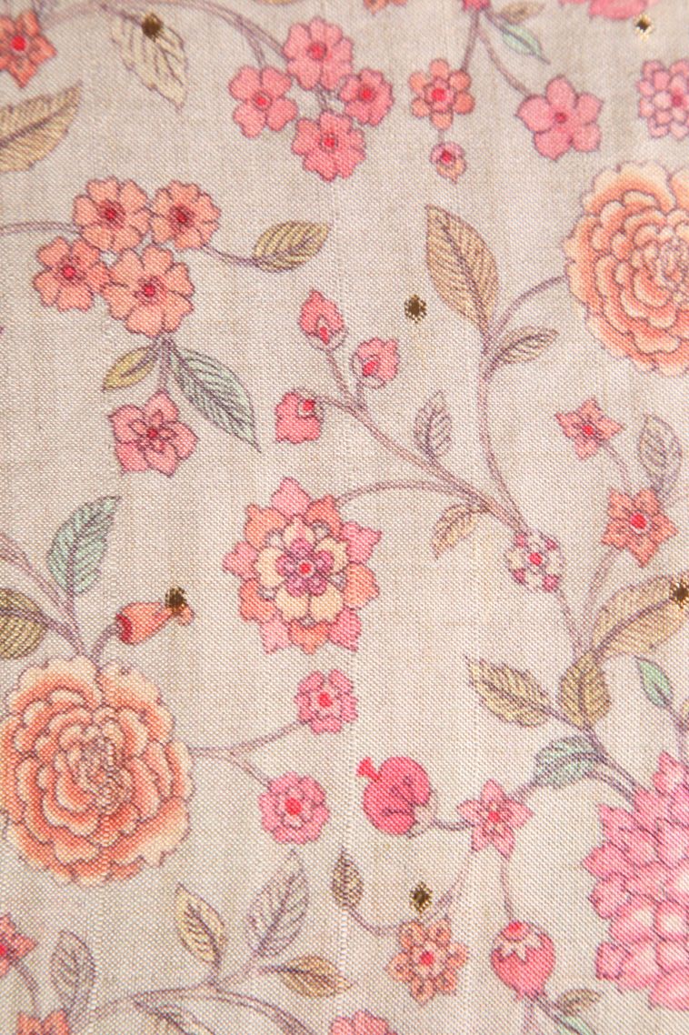 Crepe Pink Tussar Saree with Without Zari Zari Floral Puttas view 3