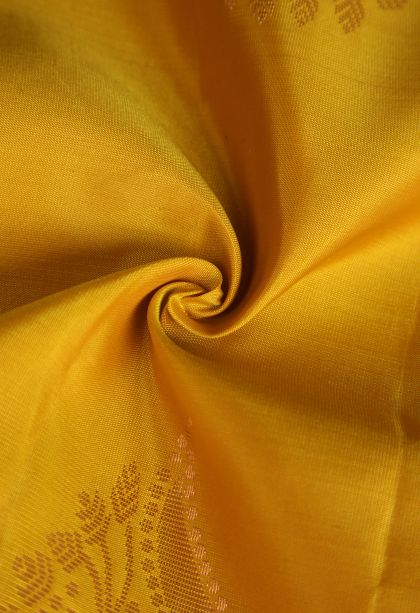 Mango Yello Soft Silk Saree with Copper Zari Floral Patterns