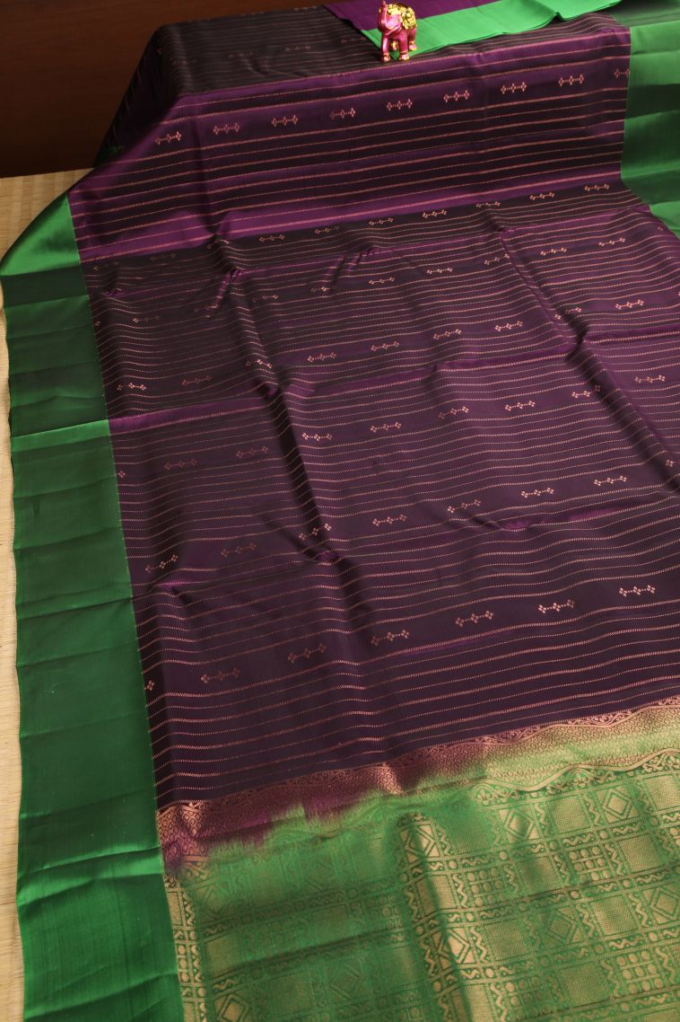 Magenta Purple Soft Silk Saree with Copper Zari Buttis (small Dots Or Motifs) view 2