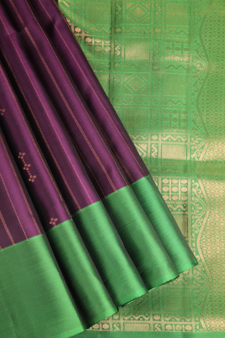 Magenta Purple Soft Silk Saree with Copper Zari Buttis (small Dots Or Motifs) view 1