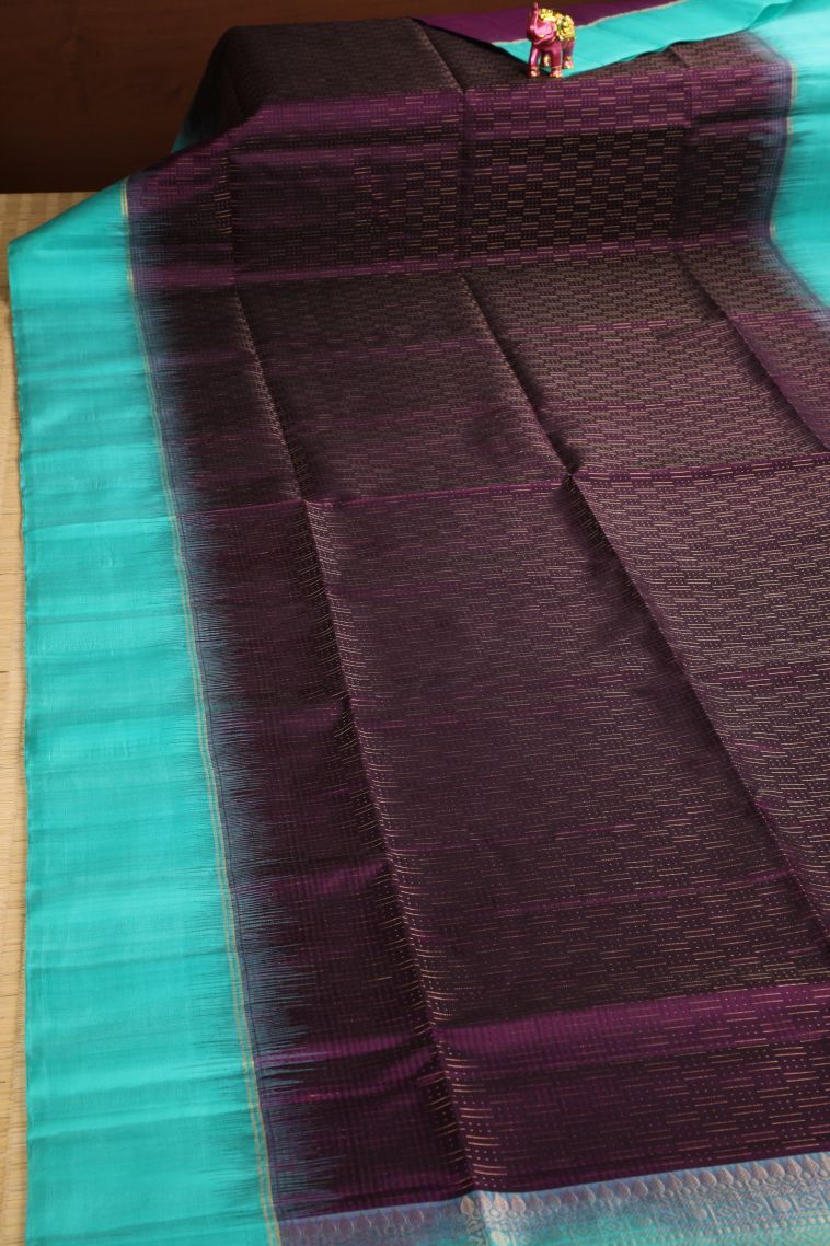 Grape Purple Soft Silk Saree with Gold Zari Buttis (small Dots Or Motifs) view 2