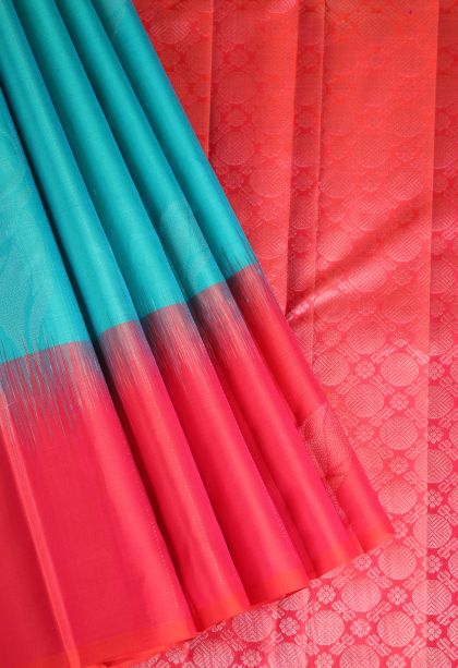 Peacock Blue Soft Silk Saree with Gold Zari Animal  Mottif