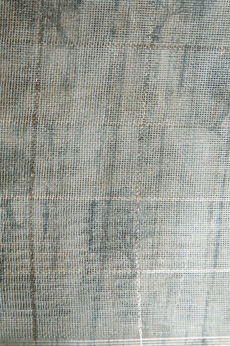 Stone Blue Jute Sarees with Silver Zari Checks view 3