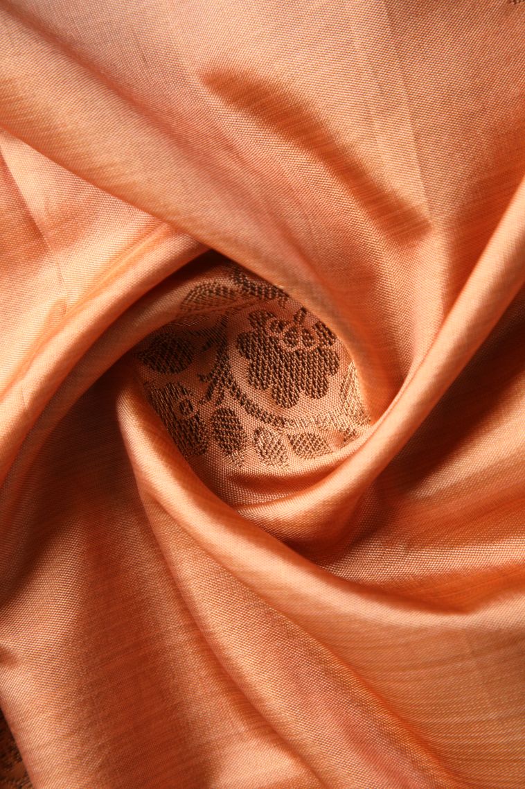 Flamingo Pink Semi Raw Silk Printed with Antic Zari Thilagam Puttas view 4