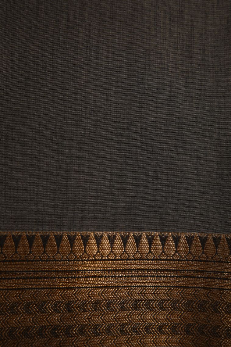 Arctic Blue Silk Cotton with Gold Zari Floral Puttas view 3