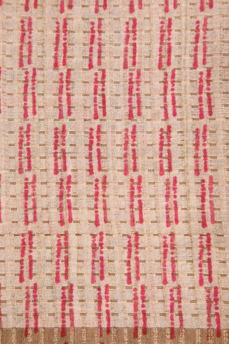 Magenta Purple Semi Tussar Silk with Gold Zari Vaira Oosi view 3