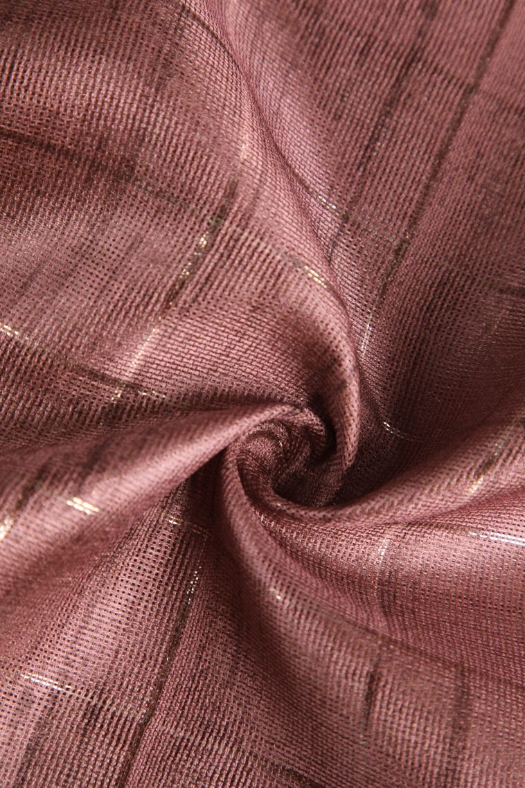 Rosewood Pink Jute Sarees with Silver Zari Checks view 4