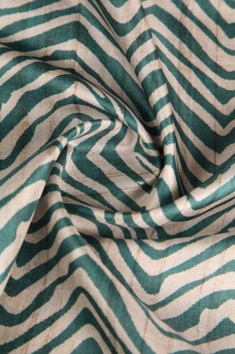Pine Green Semi Tussar Silk with Gold Zari Zig Zag Pattern view 4