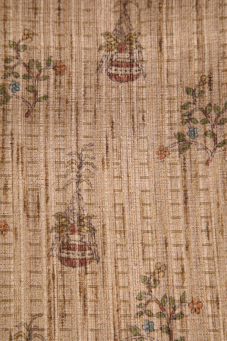 Rouge Pink Semi Tussar Silk with Gold Zari Checks And Puttas view 3