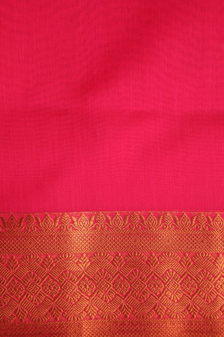 Hot Pink Silk Cotton with Gold Zari Thilagam Puttas view 3